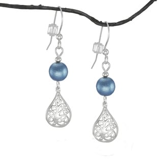 Jewelry by Dawn Filigree Teardrop Blue Sterling Silver Earrings