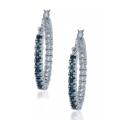 Glitzy Rocks Silver White and London Blue Topaz Hoop Earrings (2 3/4ct TGW)