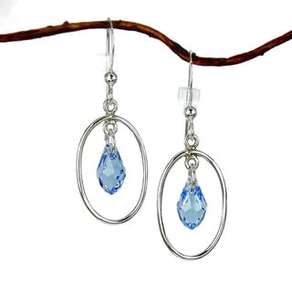 Jewelry by Dawn Oval Hoops With Crystal Sterling Silver Earrings