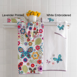 Butterfly Embroidered or Velour Printed 6-piece Towel Sets
