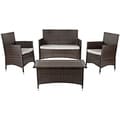 review detail Safavieh Weather-Resistant Outdoor Living Cushioned Brown Four-Piece Patio Set