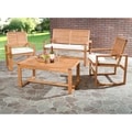 Safavieh Outdoor Living Cushioned Brown Acacia Wood 4-piece Patio Set