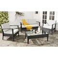 Safavieh Outdoor Living Cushioned Brown Glass Top 4-piece Patio Set