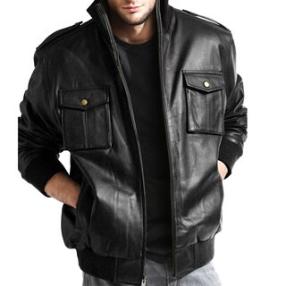 Tanners Avenue Men's Pig Napa Leather Military Bomber Jacket