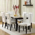 ETHAN HOME Mendoza 7 Piece Dining Set with White Keyhole Chair