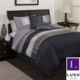 Lush Decor Grey/Black Night Sky 6-piece Comforter Set | Overstock ...