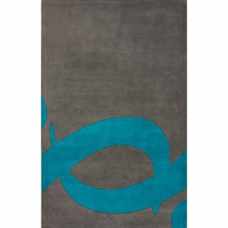 Handmade Swirl Grey Wool Rug (7'6 x 9'6)