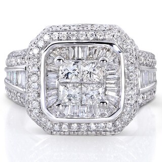 Annello 14k White Gold 2ct TDW Diamond Engagement Ring (H-I, I1-I2)