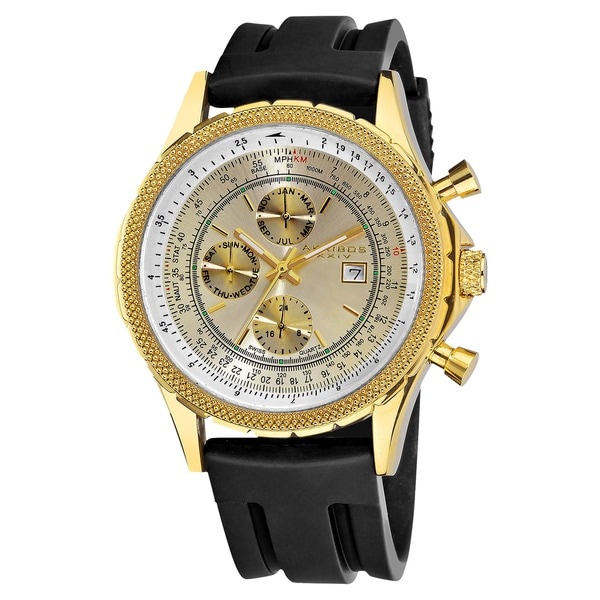 Akribos XXIV Men's Multifunctional Black Rubber Strap Watch