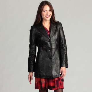 Jones New York Women's Black Leather Coat