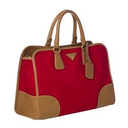 Prada Red Canvas/ Saffiano Leather Tote Bag - 14364185 - Overstock ...  