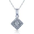 10k White Gold 1/10ct TDW Diamond Cluster Halo Necklace (H-I, I1-I2)