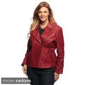 Collezione Women's Plus Leather Asymmetrical Jacket