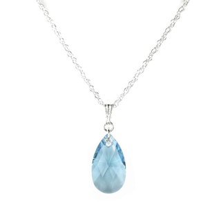 Jewelry by Dawn Small Aquamarine Crystal Pear Sterling Silver Necklace