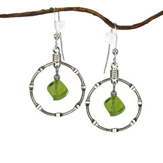 Jewelry by Dawn Olive Green Silver Hoop Earrings