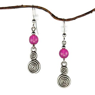 Jewelry by Dawn Hot Pink With Double Swirl Drop Earrings