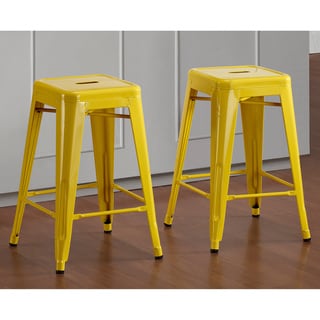 See Reviews Tabouret 24-inch Lemon Metal Counter Stools (Set of 2)