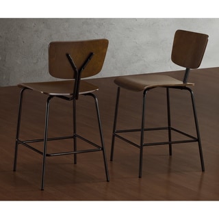 Special Offers Reed Medium Walnut/ Charcoal Counter Stools (Set of 2)