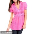 Stanzino Women's Sheer Puff Sleeve Babydoll Top