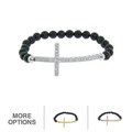 Eternally Haute Silver Black Agate Sideways Cross Stretch Bracelet