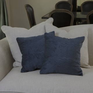 ( ._.) Dark Blue Jacquard Pillows (Set of 2)