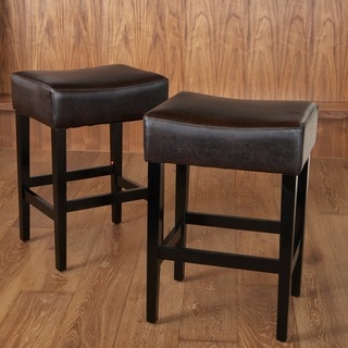 Christopher Knight Home Lopez Backless Brown Leather Counterstools (Set of 2)