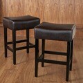Christopher Knight Home Lopez Backless Brown Leather Counterstools (Set of 2)