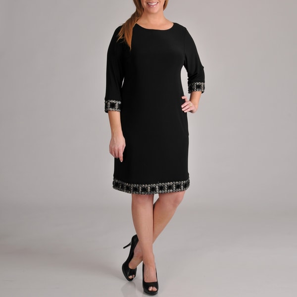 Tiana B Women's Plus Size Beaded Trim Dress - 14369816 - Overstock.com ...