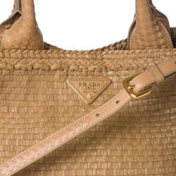 Prada Tan Woven Madras Leather Tote Bag - 14378221 - Overstock.com ...  