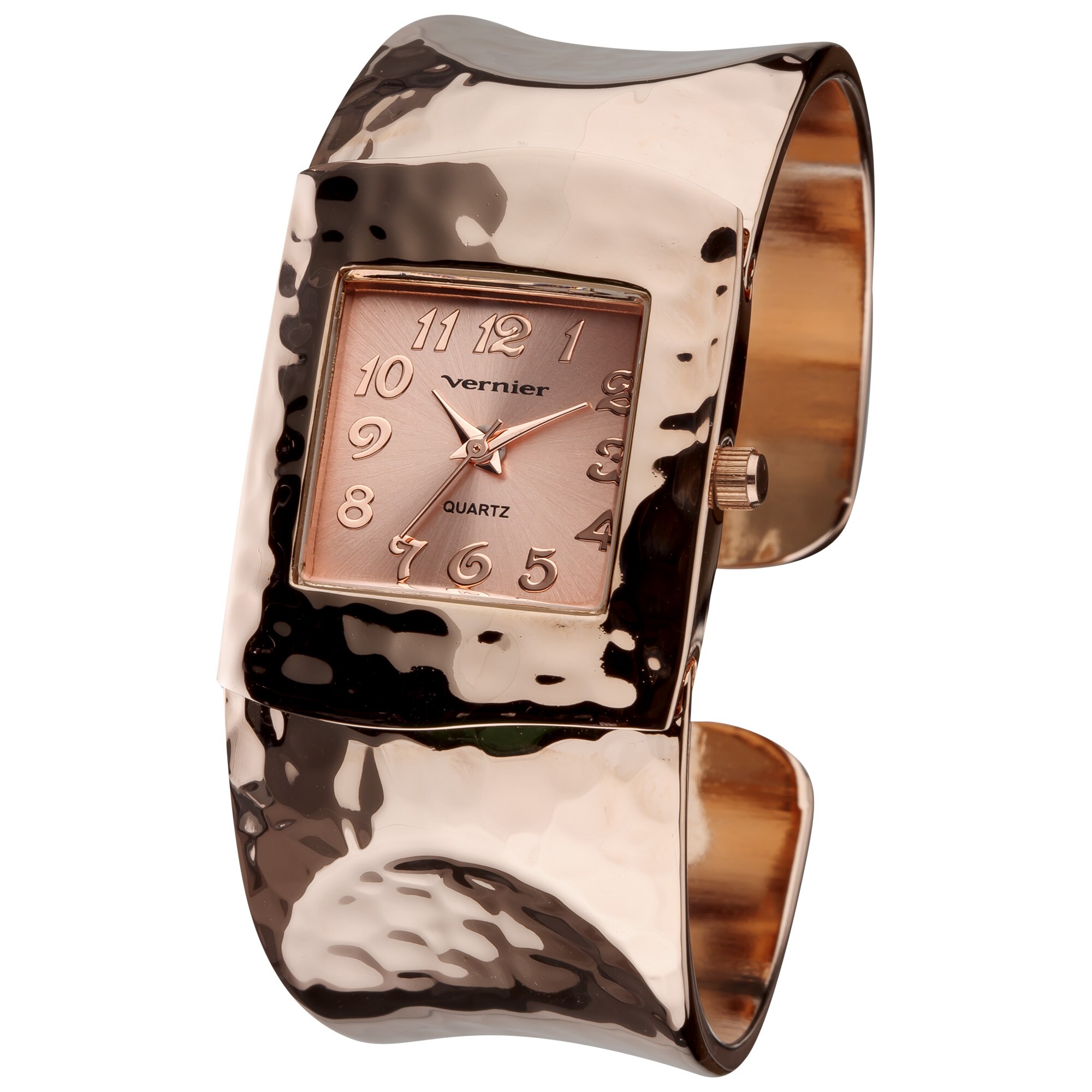 Vernier Women's V1831 Rose Tone Hammered Bangle