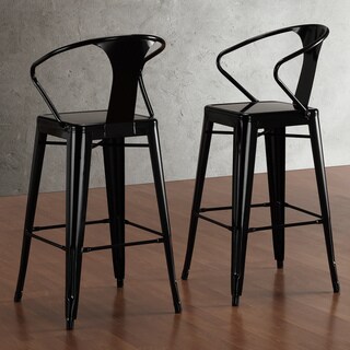 Tabouret Black with Back 30-inch Bar Stools (Set of 2)