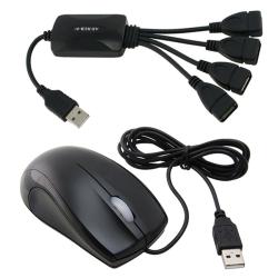 Ergonomic Optical Scroll Wheel Mouse/ 4-port Octopus USB Hub