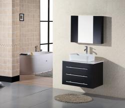 Design Element Contemporary Wall Mount Espresso Bathroom Vanity Set