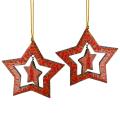 Set of 2 Paper Mache Orange Flowers Star Christmas Ornaments (India)