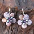Sterling Silver Amethyst and Pearl Flower Earrings (Thailand)
