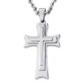 Stainless Steel Tri-Level Cross Necklace