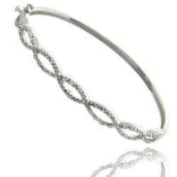 Finesque Sterling Silver 1/4ct TDW Diamond Twisted Bangle Bracelet