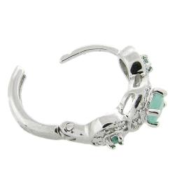 Sterling Silver Emerald and Diamond Accent Hoop Earrings