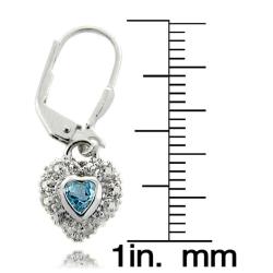Sterling Silver Blue Topaz and Diamond Accent Heart Earrings