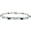 Sterling Silver Sapphire and Blue Topaz XOXO Bracelet