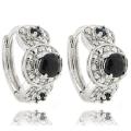 Sterling Silver Sapphire and Diamond Accent Hoop Earrings