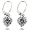Sterling Silver Amethyst and Diamond Accent Heart Dangle Earrings