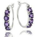 Sterling Silver Amethyst Hoop Earrings