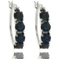 Sterling Silver Sapphire Hoop Earrings