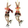 Set of 2 Mr. and Mrs. Moose Ice Skating Christmas Ornaments (Thailand)