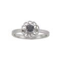 Sterling Silver 1/4ct TDW Black Diamond Flower Ring