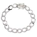 Sterling Silver Cubic Zirconia Oval Link Bracelet