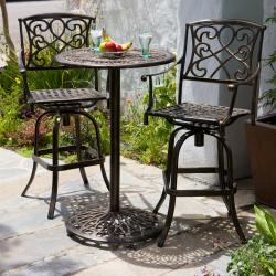 Santa Maria Cast Aluminum Brown 3-piece Bistro Bar Set