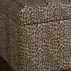Leopard Faux Leather Storage Ottoman