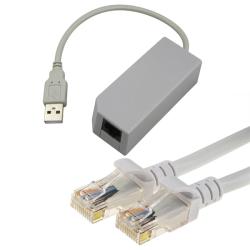 USB Ethernet Network Adapter/ 100-foot Ethernet Cable for Nintendo Wii